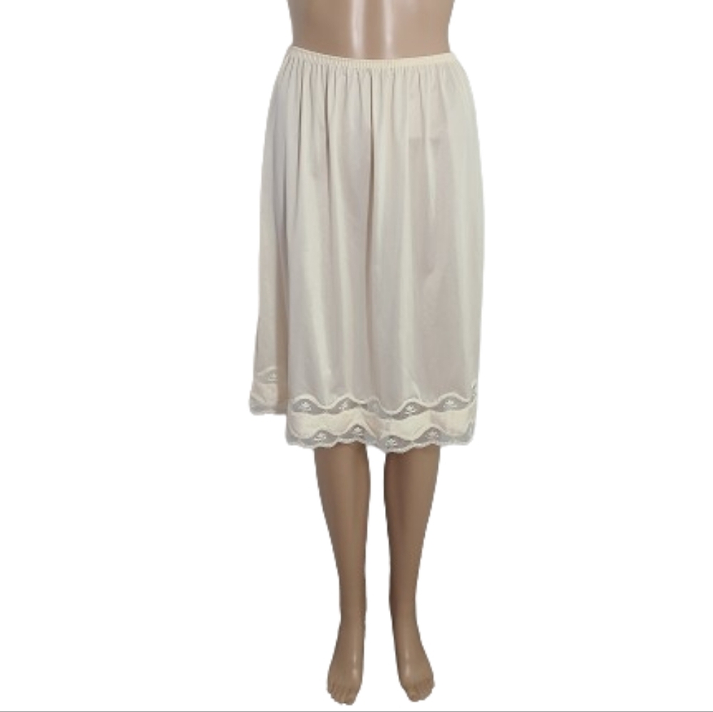 Vintage Cream Lace Half Slip Skirt Women's Lingerie Waist Slip Underskirt Size M
